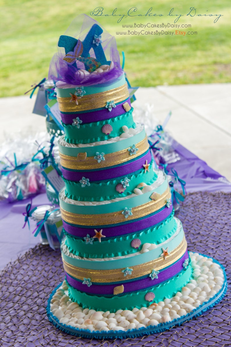 Mermaid Diaper Cake Mermaid Baby Shower Cake Mermaid Baby Etsy