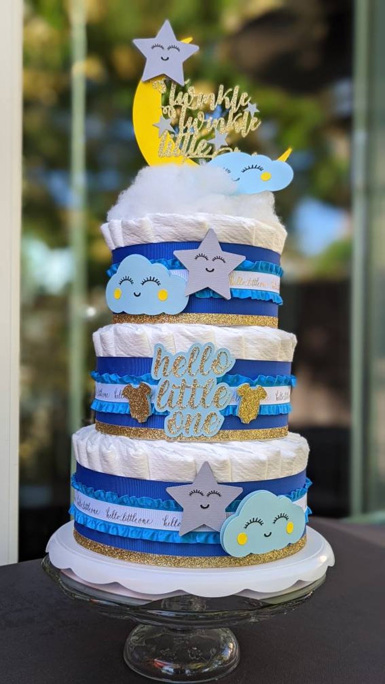 Moon and Stars Diaper Cake Twinkle Twinkle Little Star Etsy