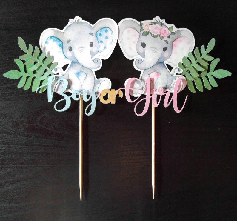 Gender Reveal Cake Topper, Elephant Cake Topper, Gender Reveal Cake, Boy or Girl, Elephant Gender Reveal, Cake Topper, Elephant Topper Bild 4