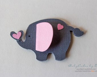 Pink Gray 3D Elephant Table Decor - Elephant Baby Shower - Paper Table Scraps - Elephant Confetti - Paper Elephant - Elephant Shower