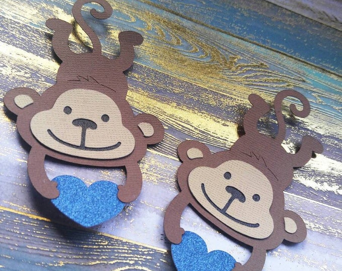 Spider Monkey Decor - Paper Monkeys - Pair of Handmade Paper Monkeys - Monkey Confetti - Scrapbooking - Cardmaking