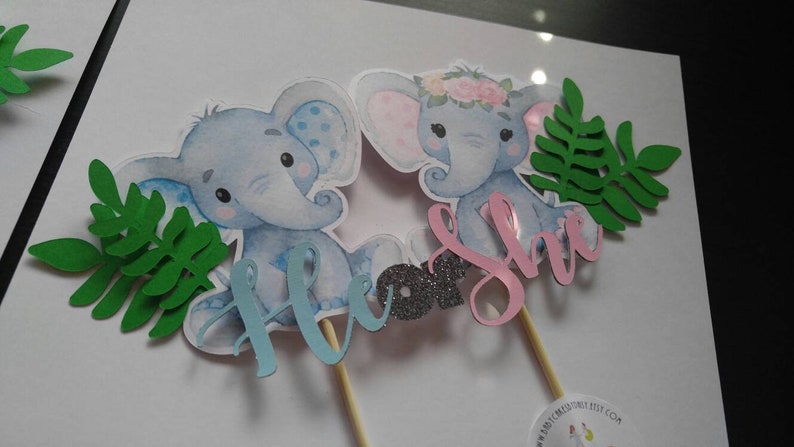 Gender Reveal Cake Topper, Elephant Cake Topper, Gender Reveal Cake, Boy or Girl, Elephant Gender Reveal, Cake Topper, Elephant Topper image 5