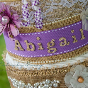 Rustic theme Diaper Cake for a girl
