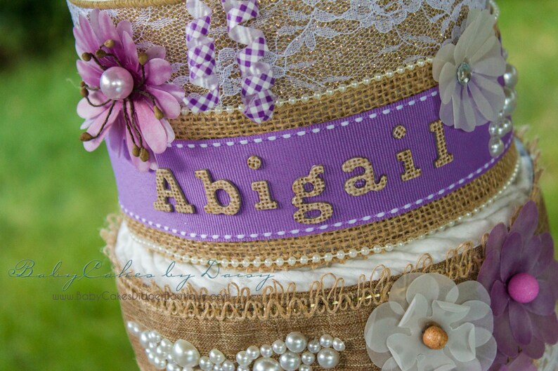 Rustic theme Diaper Cake for a girl