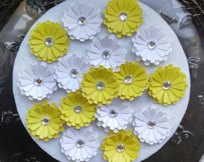 Yellow Paper Flowers - 3D Yellow White Paper Flowers - Daisy Paper Flowers - Paper Crafting Flowers - Daisy Flowers - Yellow White Flowers