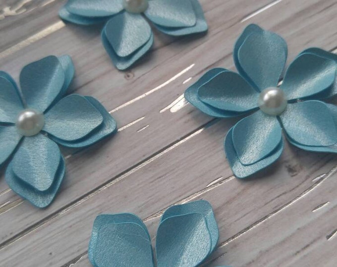 Paper Flowers - 3D Blue Paper Flowers - Shiny Paper Flowers - Paper Crafting Flowers - Flowers - Paper Embellishments - Dimensional Flowers