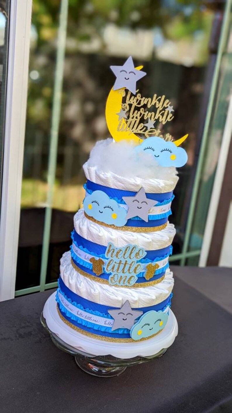 Moon and Stars Diaper Cake Twinkle Twinkle Little Star Etsy