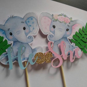 Gender Reveal Cake Topper, Elephant Cake Topper, Gender Reveal Cake, Boy or Girl, Elephant Gender Reveal, Cake Topper, Elephant Topper Gold Glitter