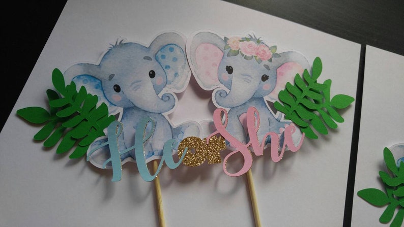 Gender Reveal Cake Topper, Elephant Cake Topper, Gender Reveal Cake, Boy or Girl, Elephant Gender Reveal, Cake Topper, Elephant Topper image 6