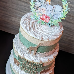 Safari Diaper Cake, Gender Neutral Diaper Cake, Safari Baby Shower
