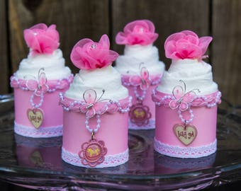 Diaper Cake Cupcakes - It's a Girl - Baby Shower - Baby Girl - Baby Shower Gift - Baby Shower Decor - Mini Diaper Cake
