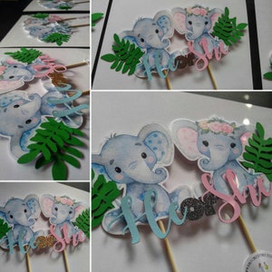 Gender Reveal Cake Topper, Elephant Cake Topper, Gender Reveal Cake, Boy or Girl, Elephant Gender Reveal, Cake Topper, Elephant Topper image 2