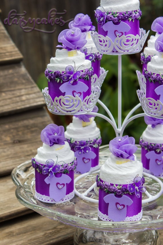 purple baby shower cupcakes