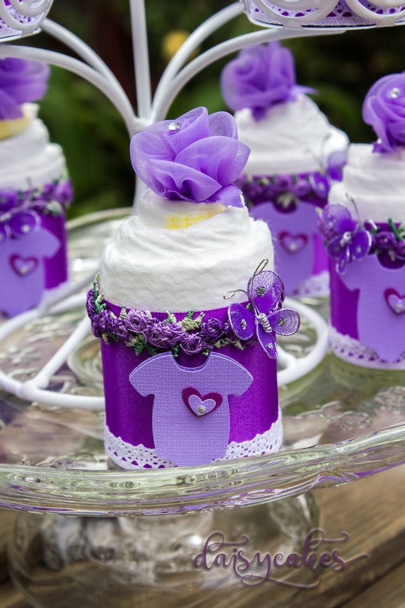 purple baby shower cupcakes