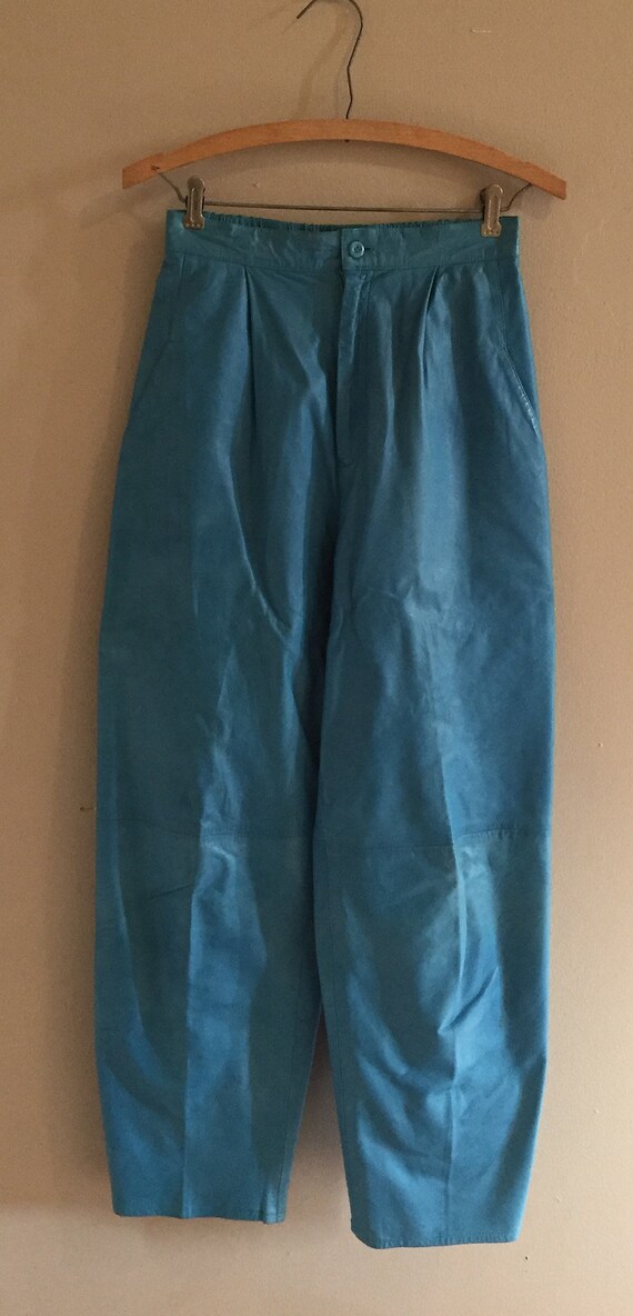 Vintage Blue Leather Pants