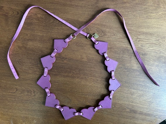 Vintage YSL Heart Belt, Pink Leather - image 1