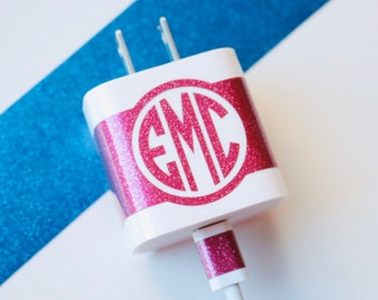 iPhone 11 Pro Max Monograma CARGADOR y USB WRAP Calcomanía Monograma Etiqueta personalizada tu Cargador Apple