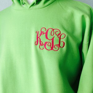 Embroidered Monogram Hoodie Interlocking Vine Adult Sweatshirt Monogram Soft Fleece Custom Clothing image 2