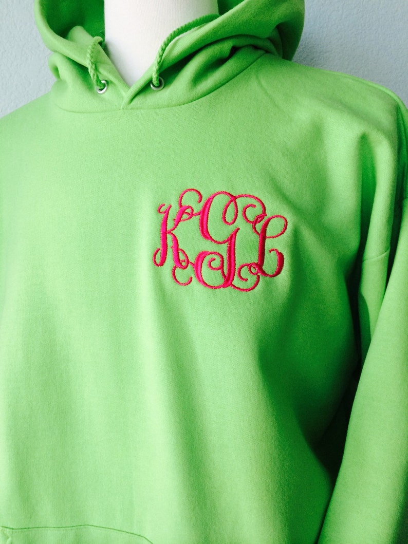 Embroidered Monogram Hoodie Interlocking Vine Adult Sweatshirt Monogram Soft Fleece Custom Clothing image 2