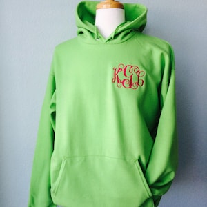 Embroidered Monogram Hoodie Interlocking Vine Adult Sweatshirt Monogram Soft Fleece Custom Clothing image 3