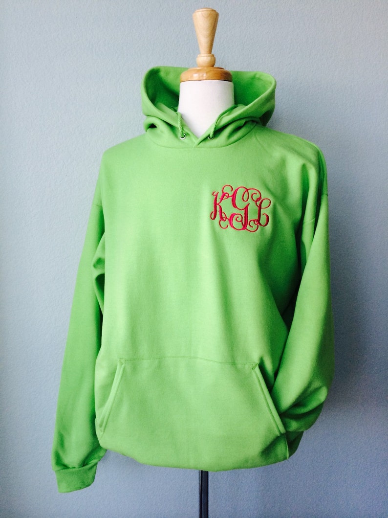 Embroidered Monogram Hoodie Interlocking Vine Adult Sweatshirt Monogram Soft Fleece Custom Clothing image 3