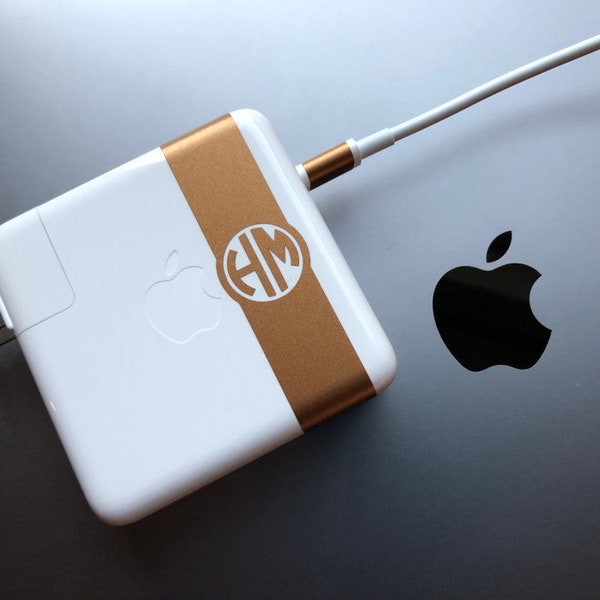 MacBook Monogramed CHARGER and USB WRAP Decal Monogram Custom Label your Charger Laptop Charger Decal