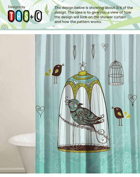 Shower Curtain Set Bird Curtain Custom Shower Curtains Etsy