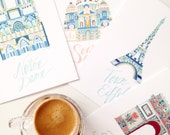 Paris postcards set of 4