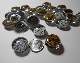 Miniature Geocache Glass Stones - Timepiece Steampunk Set