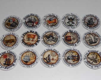 Yo Ho Ho It's A Geocaching Life Me!  - (15 Pcs) Pirate Theme Magnet Set