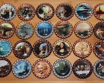 Geocache Coin Bottle Caps For Swag Trade Items - Famous Paintings, Famous Artwork, Museum Paintings