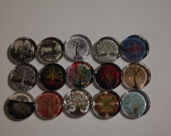 Designer Glass Refrigerator Magnets - Tree of Life15 Piece Set