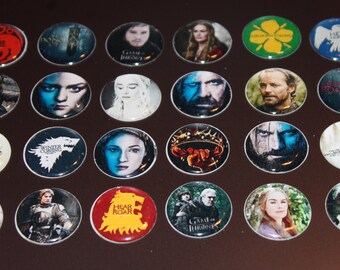 Game Of Thrones Geocaching Trade and Swag Items - 24 Piece 1" Domed Magnets Set 2