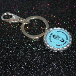 Geocache Theme Keychain With Tolkien's Not All Who Wander Are Lost