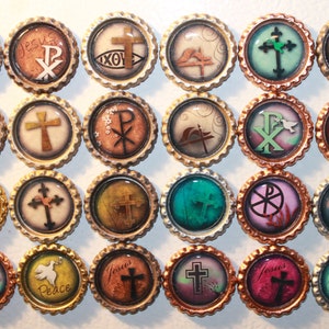 Christian Theme Geocache Coins For Swag And Geocaching Trade Items - 24 Piece Bottle Cap Set