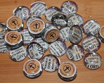 Miniature Geocache Glass Stones - Bible Scriptures - Vintage Look / Christian Geocacher