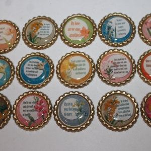 Christian Scripture &amp; Flowral Geocache Coin Bottle Caps 15 Piece Set ...