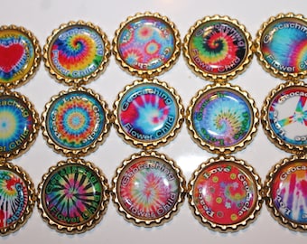 Geocache Coin Bottle Caps For Swag Trade Items - Peace Love Flowerchild