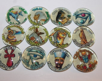 Geocache Glass Stone Refrigerator Magnets -  12 Piece Egypt Set