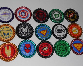 Geocache Super Hero Custom Set 2 - Bottle Cap or 1" Refrigerator Magnets (Your Choice)