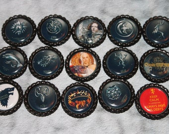 Geocache Swag Bottle Cap Coins - Game Of Thrones Set