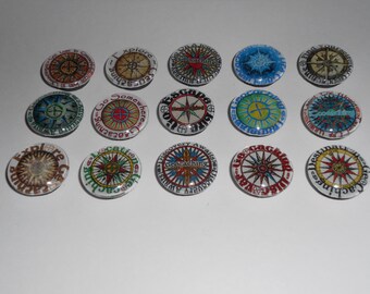 Geocache Swag Refrigerator Magnets  - (15 Pcs) Weebledogs Own Set 2, Compass Design