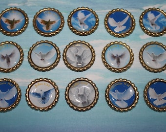 Wings Of Dove Geocache Coin bottle caps - 15 Piece Set - Great Way To Witness