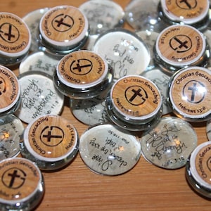 Miniature Geocache Glass Stones - Hand Written Bible Scriptures  / Christian Geocacher
