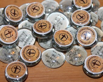 Miniature Geocache Glass Stones - Hand Written Bible Scriptures  / Christian Geocacher