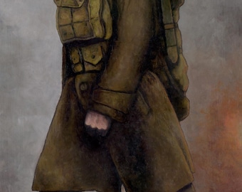Impressão artística de um soldado da Primeira Guerra Mundial - Homenagem vintage ao soldado