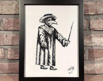 PLAGUE DOCTOR // Pen and Ink - Art Print