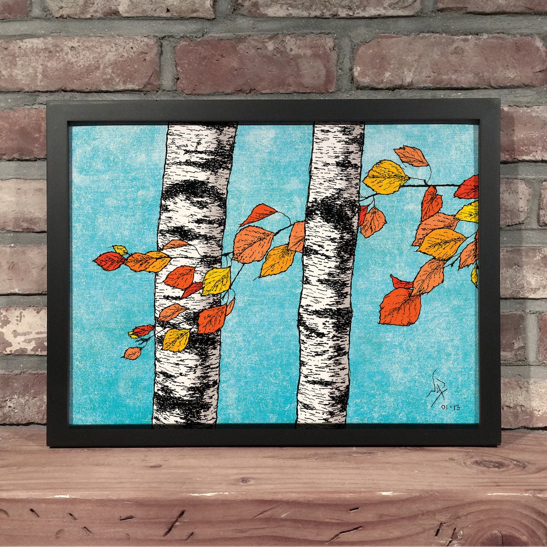 BIRCH TREES // Mixed Media - Art Print - Etsy