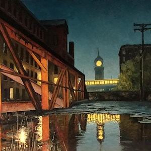 Lawrence Ma Art Print: City Landscape Oil Painting, Vintage Style