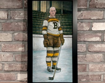 Art Print // EDDIE SHORE - Oil on Panel [Boston Bruins, NHL, Vintage]